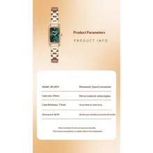 FILA 38-6953 Women Rectangle Quartz Watch, Green Dial Rhinestone Markers Rose Gold Steel Band, 7.5mm Thin Case Butterfly Buckle 3ATM Waterproof Elegan - one-size - View 5
