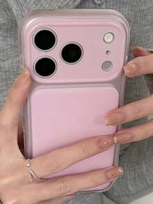 Simple Macaron Color Matte Phone Case Compatible With IPhone 17 Pro Max 17 Pro 17 16 Pro Max 16 Pro 16 15 Pro Max 15 Pro 15 14 Pro Max 14 Pro 14 13 Pro Max 13 Pro 13 Stylish Solid Color Large Window Soft Back Cover With Camera Protector - Pink - View 1