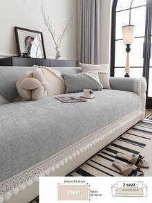 ALPLUME 1 buah Bantal Sofa Minimalis Serbaguna Gaya Nordik Warna Polos, Hiasan Pom Pom dengan Trim Renda, Sarung Sofa Anti Selip Sepanjang Musim, Dapat Dicuci dengan Mesin, Ramah Hewan Peliharaan, Cocok untuk Sofa Tunggal, Ganda, Tiga, Empat, dan Sofa Seksi, Kerajinan Jacquard, Dekorasi Rumah - Light Grey - View 17