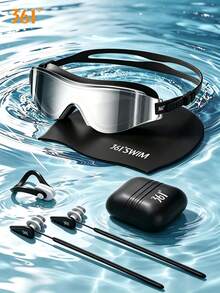 361degree 1 Set 361° Swim Goggles And Silicone Swim Cap Kit, Large Frame Anti‑Fog Waterproof Swimming Goggles For Adults, Pool Swimming Accessory Set - Multicolor - View 9