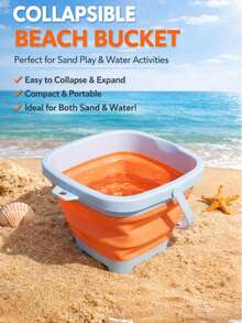 Portable Beach Bucket Trash Can Extra Large Size For Home Living Room Bedroom Office Paper Basket Back To School Season Essential Plastic Storage Bucket Travel Essential - Multicolor - View 6