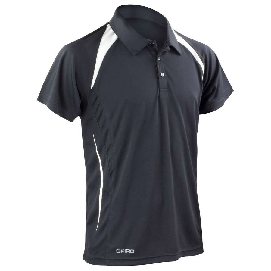 Spiro Mens Team Spirit Polo Shirt - Black/White - View 1