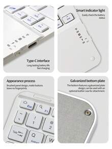 AKKHOO Wireless Keyboard, Rechargeable, Touchpad, Mini Keyboard Compatible With IPad Tablets - Purple - View 7