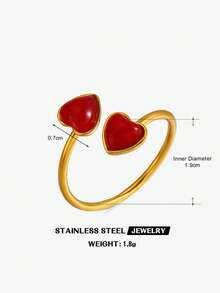 1/3pcs Stainless Steel Minimalist Heart Rings, Suitable For Women's Daily, Holiday, Date Wear - Multicolor - View 8