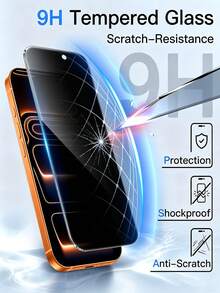 2 piezas Protector de pantalla de vidrio templado para 17 Pro Max 6.9 pulgadas 18/18 Pro/18 Pro Max/Privacidad, protector de pantalla de teléfono, adecuado para uso diario en oficina y hogar, resistente al agua, a prueba de golpes, a prueba de caídas, a prueba de arañazos, a prueba de huellas dactilares, cobertura completa - Negro - Ver 5