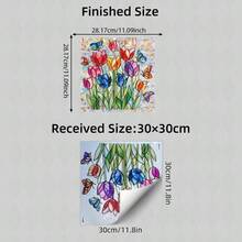 1pc Color Stained Glass Tulip Floral Window Stickers Iridescent Laser Holographic Butterfly Pattern Prism Light Refraction Self Adhesive PVC Decals For Household Bedroom Living Room Window Soft Natural Floral Scene Home Decor - Multicolor - View 12