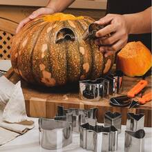 12pcs Stainless Steel Halloween Pumpkin Carving Set, Cookie Cutter, Baking Tools, Pumpkin Lantern DIY Carving Tool Kit - Silver - View 8