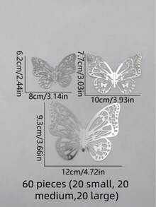 12pcs/Set Hollow Metal Texture 3D Butterfly Wall Stickers, Hollow Carved Design, Light Luxury, Gentle, High-End Soft Decoration, Suitable For Home Wall: Bedroom Headboard, Living Room Blank Wall, Entrance, Vanity Background, Creating A Gentle Atmosphere; Soft Decoration Check-In: Clothing Store, Nail Salon, Bridal Shop, Influencer Photo Background Wall; Festival Decoration: Wedding, Birthday Party - A - View 12