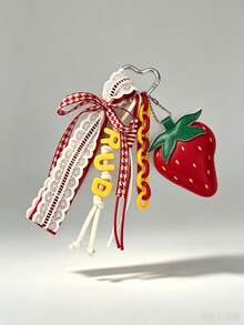 1pc Cute Leather Strawberry Keychain Bag Charm, Suitable For Women's Shoulder Bag, Tote Bag, Keychain Pendant - Multicolor - View 9