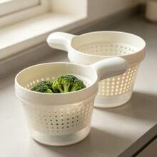 Colador de cocina, cesta redonda pequeña, cuenco para lavar verduras, cesta coladora, estante para lavar y escurrir frutas, cesta filtro para el lado del fregadero, cesta de lavado de doble capa, adecuada para escurrir en la cocina - Multicolor - Ver 6