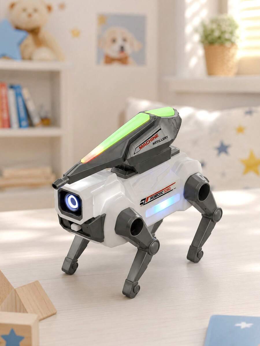 Robot Anjing Elektrik dengan Lampu, Suara, dan Musik, Mainan Edukasi Interaktif yang Bisa Berjalan, Mainan Sensorik untuk Anak Laki-laki, Mainan Anak, Mainan untuk Bepergian