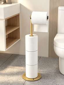No-Drill Folding Floor Standing Toilet Paper Holder, Non-Slip Base, Independent Vertical Toilet Paper Roll Storage Rack, No Wall Installation Required, Portable Space-Saving, Suitable For Small Bathrooms, Guest Bathrooms And Rental Bathrooms - Multicolor - View 5