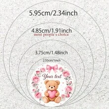 Pink Bow Baby Baptism Thank You Gift Stickers Round, Pink Plaid Baby Girl Snack Bag Gift Labels Bow Baby Decoration - Multicolor - View 5