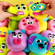 1pc Multicolor DIY Expression Face Squeeze Stress Relief Toy, Replaceable Eyebrows And Mouth Animal Squishy, Elastic Smooth Hand Pressure Relief Toy, Creative Cartoon Bag Charm, Suitable For Teenagers Daily Relaxation - 彩色 - 查看 6