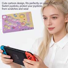 1 Set Cute Pink Star Candy Design Thumb Grip Caps, Silicone Anti-Slip Joystick Covers, Decorative Protective Covers Compatible With Switch OLED Game Console Accessories - View 4