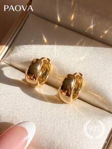 1 Đôi bông tai bạc thanh lịch, độc đáo, kích thước 20mm, trang sức tinh tế thích hợp làm quà tặng kỷ niệm, sinh nhật. - Vàng - Xem 4