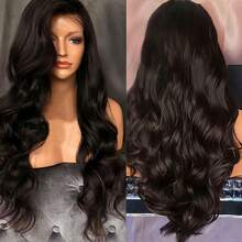 26 Inch 13x4 Deep Wave Lace Front Human Hair Wig, 180% Density Pre-Plucked Glueless HD Transparent Lace Wig For Women - Natural & Black - View 3