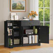 Asofer Room Decoration Coffee Table Cabinet With Storage, Kitchen Storage Furniture With Door Shelves, Home Decor Living Room Sideboard Buffet With Drawer For Kitchen, Bathroom, Dining Room Organizing - Black - View 10