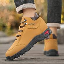 STARNOVO Men's Khaki High-Top Hiking Boots, Outdoor Work Boots, Lace-Up Ankle Combat Boots, Durable Hiking Shoes, Suitable For Camping, Motorcycle Riding And Other Activities - Khaki - View 4