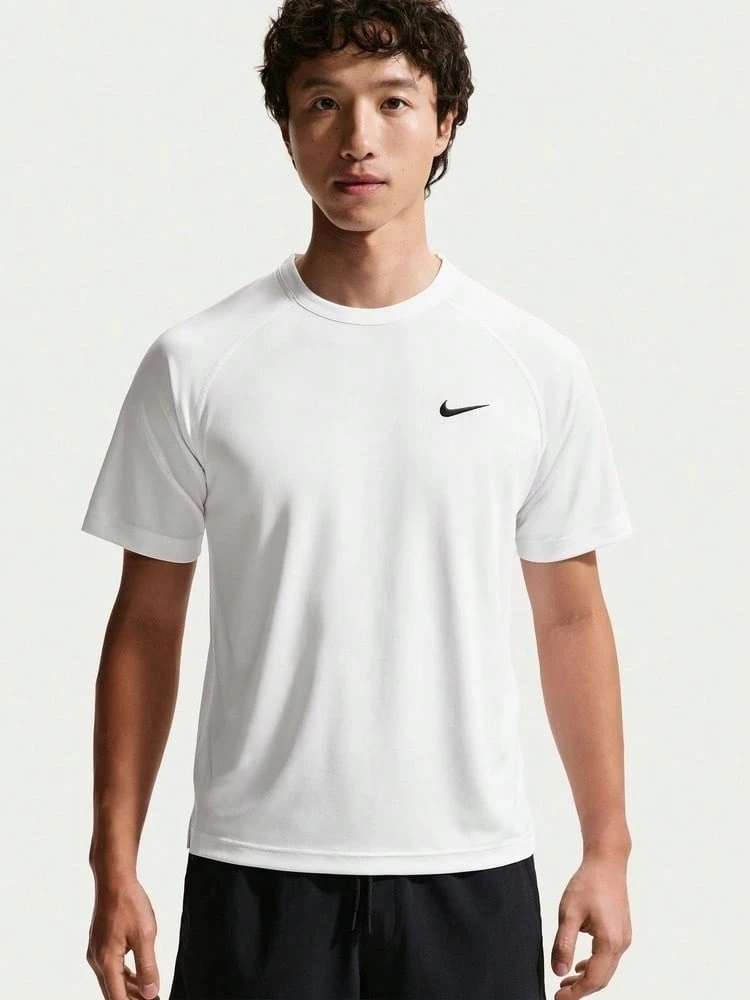 Nike Men's AS M NK DF FLEX SS TOP Short Sleeve T-Shirt Knit Collarless Short TIF2138-100 - Black and White - View 1