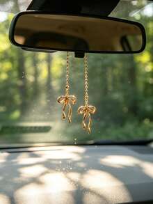 1件合金蝴蝶結汽車後視鏡吊飾，女性車內裝飾配件 - A - 查看 7