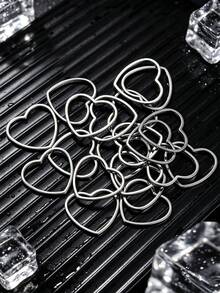 20pcs Stainless Steel Heart Shaped Connector Earring DIY Jewelry Accessories, Valentine's Day Gift - Silver - View 1