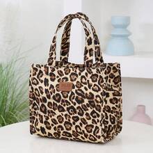 DLIU New Thick Printed Fabric Handbag, Large Capacity Portable Lunch Box Storage Bag, Bento Bag, Suitable For Work Commute, Bringing Lunch, Shopping, Lunch Box Storage, Daily Use, Cloth Bag, Zipper Lunch Bag, Handheld Bag. Back To School Season, Vintage, Fabric Interior, Side Pockets On Both Sides. - Yellow - View 3
