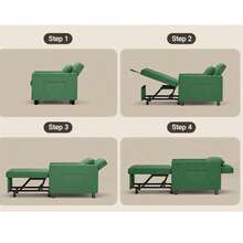 Asofer Sofa Bed Multifunctional Pull-Out Single Sofa 3-Level Adjustable Fabric Sofa With Side Pockets Folding Sofa For Small Living Room - Green - View 7
