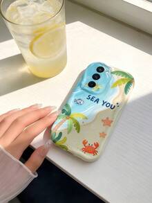 奶油色多巴胺波浪荷葉邊軟 TPU 紋理創意卡通海洋沙灘手機殼，適用 Galaxy S21 S22 S23 S24 S25 S26/Honor 及其他機型 - 白色 - 查看 4