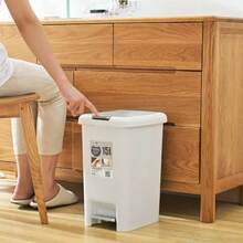 New Foot-Operated Trash Can, Design, With Lid, Suitable For Home Use, Toilet, Kitchen, And Living Room, Large Capacity. - View 3