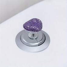 1pc Shiny Heart-Shaped Toilet Flush Button - Creative Rhinestone Bathroom Accessory, Durable Plastic, Anti-Scratch, Self-Adhesive, Party Holiday Gift Item - Multicolor - View 7