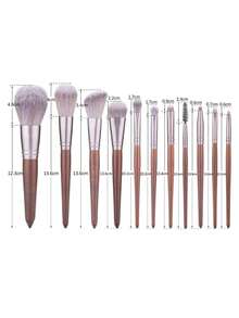 11pcs Premium Makeup Brush Set Nylon Bristles Suitable For All Skin Types, Durable Handle - Foundation, Blush, Contour, Powder, Highlighter Professional Makeup Tools With Storage Bag - Multicolor - View 5