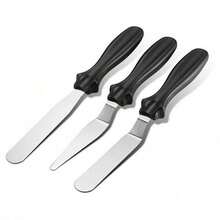 Butter Spatula Set, 3Pcs Stainless Steel, Small Size, Durable Smooth Edge, Pastry Icing Cake Baking Tools - Black - View 9