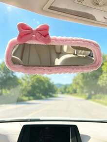 1 pieza Funda universal de peluche para espejo retrovisor, Funda de peluche con lazo para espejo retrovisor, Accesorios para automóvil, Decoración para automóvil, Automóvil decorativo, Regalo, Funda de protección para espejo retrovisor, Funda de protección rosa para espejo retrovisor de automóvil, Accesorios de decoración interior de automóvil con dibujos animados - Pequeño arco - Ver 8