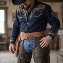 1pc Medieval Warrior Guard Costume, Perfect Prop For Western Cowboy Dress-Up, Immersive COSPLAY, Adjustable Belt, Faux PU Leather Material, Cowboy Revolver Holster Medieval Pirate Flintlock Pirate Halloween Costume Prop Accessory, Gun Not Included - A - View 2