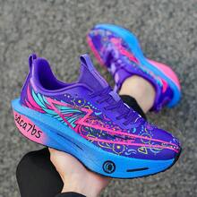 1 Pair Men's Sports Shoes With Personalized Graffiti Print Running Shoes - Purple - View 7