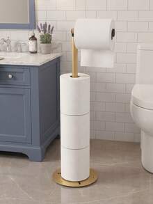 No-Drill Folding Floor Standing Toilet Paper Holder, Non-Slip Base, Independent Vertical Toilet Paper Roll Storage Rack, No Wall Installation Required, Portable Space-Saving, Suitable For Small Bathrooms, Guest Bathrooms And Rental Bathrooms - Multicolor - View 10
