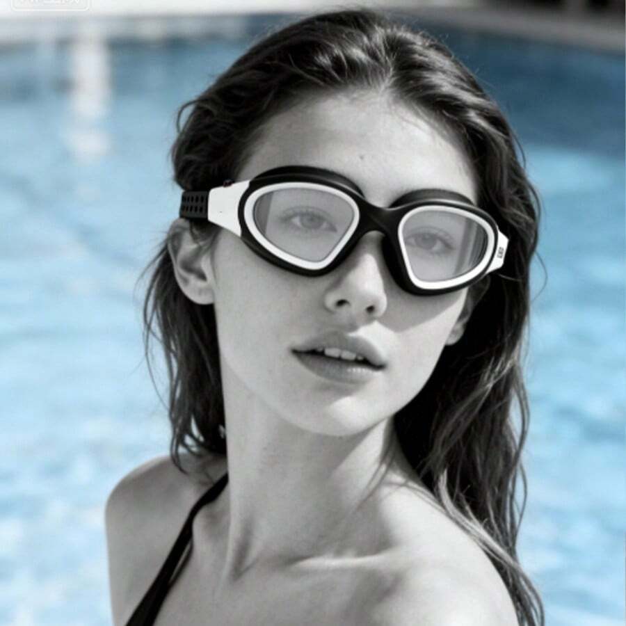 Professional Anti-Fog Swimming Goggles 3-Piece Set, Goggles + Nose Clip + Ear Plugs, Unisex - Adjustable Silicone, Waterproof, PC Material, Suitable For Swimming Pool And Beach Use
