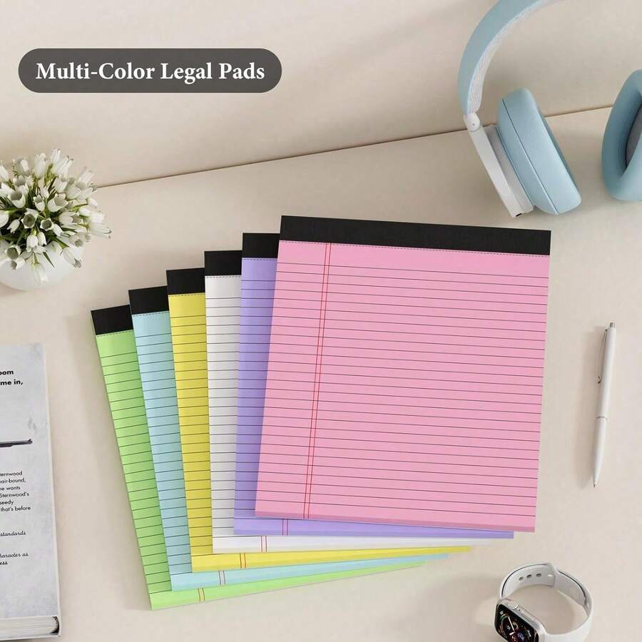 6pcs A5 Multicolor Lined Notebooks Small Legal Memo Pads, Suitable For Office Supplies And Learning Supplies, Recording Home To-Do Lists, Notebooks, Back To School Supplies - one-size - View 1