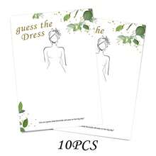 The Dress Bridal Shower Game Cards, Green Eucalyptus Gold Foil Design Sketch Game, Suitable For Bride-To-Be, Wedding Party Drawing Activity Cards, Elegant Botanical Style Bridal Shower Decor - the Dress - View 10