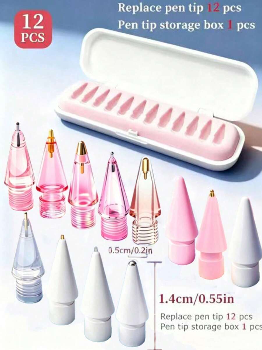 4/6/12入升級版替換筆尖，相容 Apple Pencil Pro、Apple Pencil 第2代/第1代 USB-C 及 Crayon 數位筆，針狀筆尖附收納盒，Pro 筆尖套組