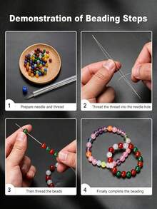 5pcs Beading Needle Set, Foldable Design, Large Eye Beading Needles Suitable For Bracelet Jewelry Craft And DIY Jewelry Making, Includes 5 Sizes, Comes With Storage Bottle, DIY Beading Accessories, Handmade Beading Tool (1/5pcs) Available - Multicolor - View 3