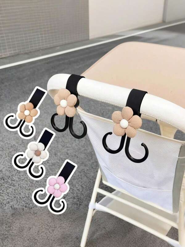1pc/2pcs Stroller Hooks/Flower-Shaped Storage Hooks/For Bag Storage/Suitable For Daily Use And Outdoor Shopping/Travel Essentials/Essential For Strollers/Practical Items