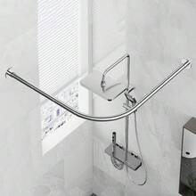 Stretchable Stainless L Shaped Pole Bathroom Corner Shower Curtain Rail Rack Rod - VJE0342 - View 11