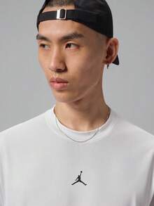 Jordan Men's AS DF SPT ESS SS TOP Short Sleeve T-Shirt Knit Collarless Short TIF0883-100 - Black and White - View 3