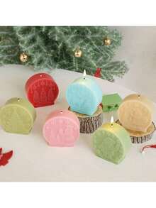 1 buah Cetakan Silikon Bulat Berbentuk Cermin Timbul untuk Hiasan Lilin Plaster Pohon Natal Santa Claus, Rusa Kutub, Manusia Salju - Bulat - View 3
