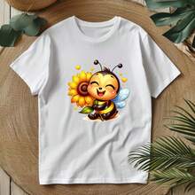 1/2/3pcs Sunflower & Little Bee Heat Transfer Stickers, Cute Healing Spring Floral DIY Prints, Suitable For Kids T-Shirts, Canvas Bags, Dresses - Multicolor - View 3