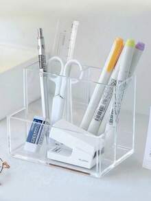 1pc Transparent Bar Straw Storage Box, Small Disposable Cup Organizer, Suitable For Straws, Coffee Stirrers, Disposable Cups And Capsule Coffee Storage Organizer - Multicolor - View 7