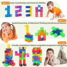 35/70 PCS Magnetic Stacking Cubes, Suitable For Children, Sensory And Montessori Educational Toys Large Magnetic Building Blocks, 0.98 Inch Magnetic Stacking Cubes, Suitable For Children, Sensory And Montessori Toys, Suitable For 3 Years Old Boys And Girls (Random Color) - Multicolor - View 7