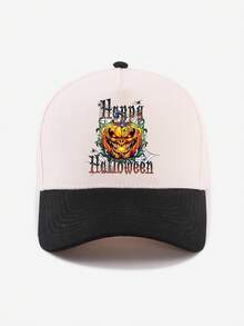 1PC Two Tone Vintage Halloween Pumpkin Graphic Baseball Cap, Unisex Adjustable Gothic Dad Hat, Adult Men Women Fall Halloween Party Costume Accessory - Halloween Baseball Cap - View 6